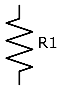 The schematic symbol for a standard resistor.