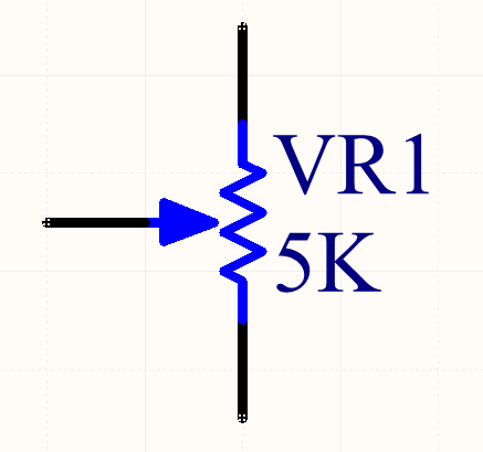 The schematic symbol for a variable resistor (potentiometer).
