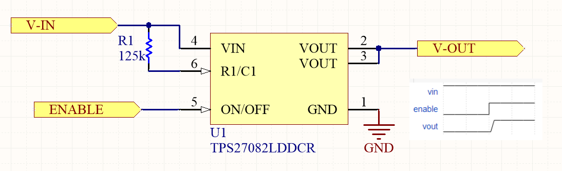 The TPS27082LDDCR, a high-side load switch IC.