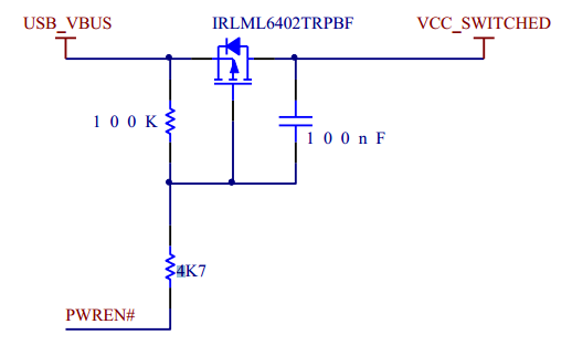 Limiting the USB inrush current by slowing down the turn-on of a MOSFET with a RC circuit. Image from http://www.ftdichip.com/Support/Documents/AppNotes/AN_146_USB_Hardware_Design_Guidelines_for_FTDI_ICs.pdf.