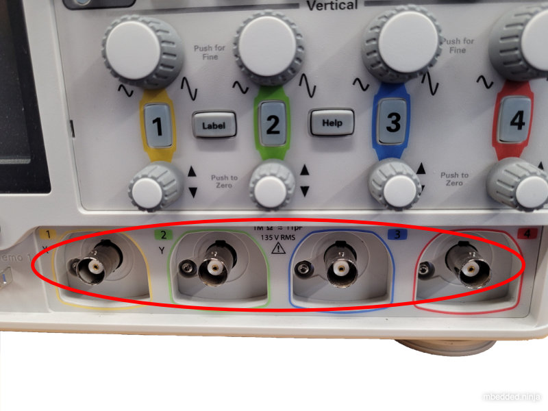 bnc connectors on oscilloscope