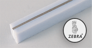Photo of the ZEBRA branded elastomeric connector from Fujipoly[^bib-fujipoly-zebra-elastomeric-conn].