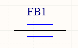 The 'triple-line' type of schematic symbol for a ferrite bead.