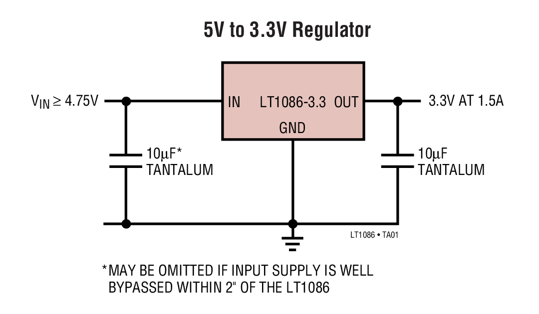 lt1086 3.3 linear regulator basic schematic