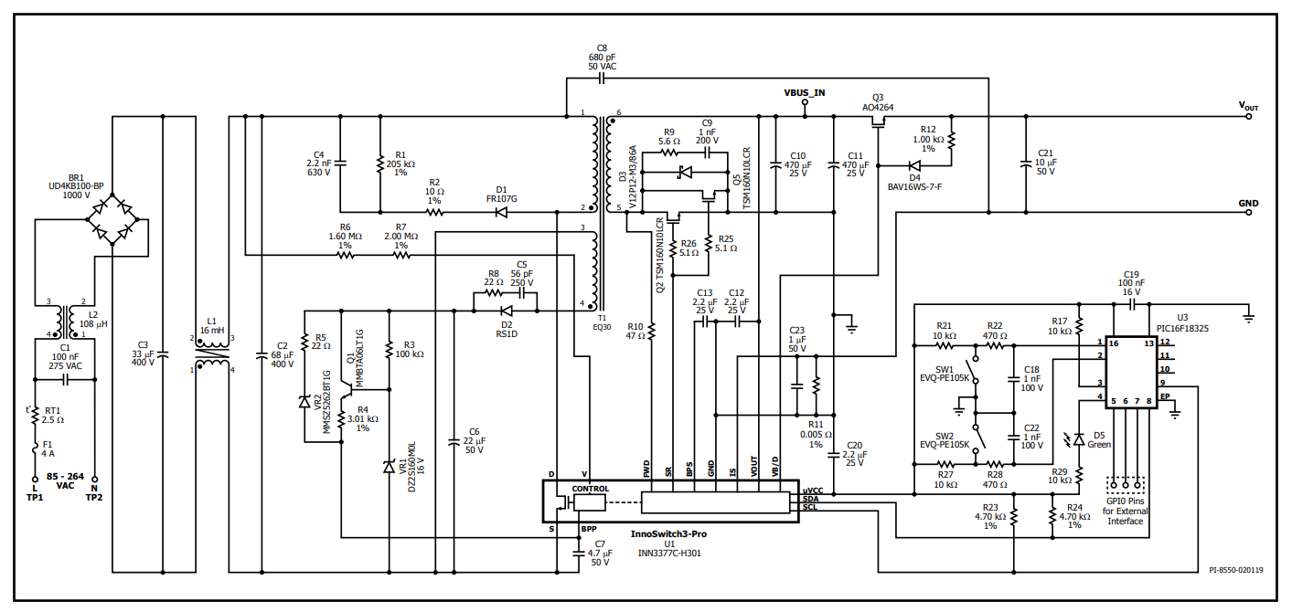 The 40W programmable PSU example circuit from the InnoSwitch3-Pro's datasheet[^bib-innoswitchpro-3-ds].