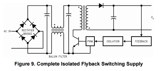 Schematic of a isolated off-line switcher by TI. Image from http://www.ti.com.