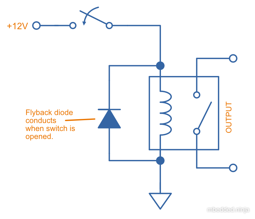 flyback diode relay schematic