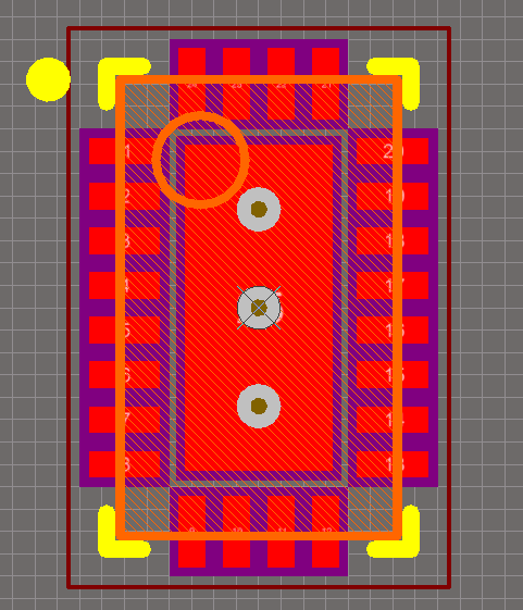 The footprint wizard in Altium has automatically added three thermal vias to this QFN package.