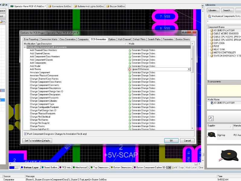 A screenshot showing how to stop Altium from adding rooms to the PCB.