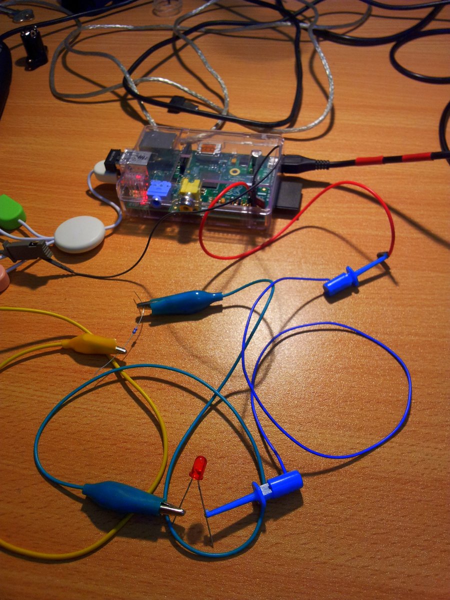 I used a single LED connected up to one of the RaspberryPi's GPIO pins for basic testing.