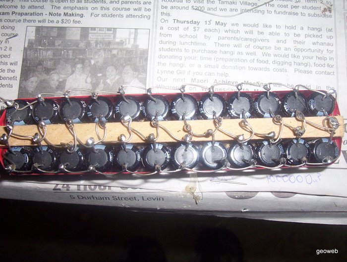Assembled 1920uF 330V capacitor bank.