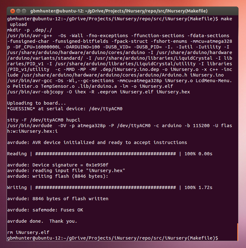 Programming the Arduino using a makefile and Ubuntu.