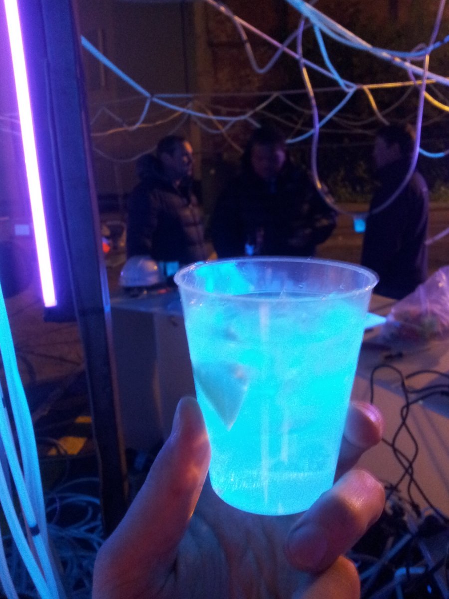 Gin and tonic glowing under UV light!