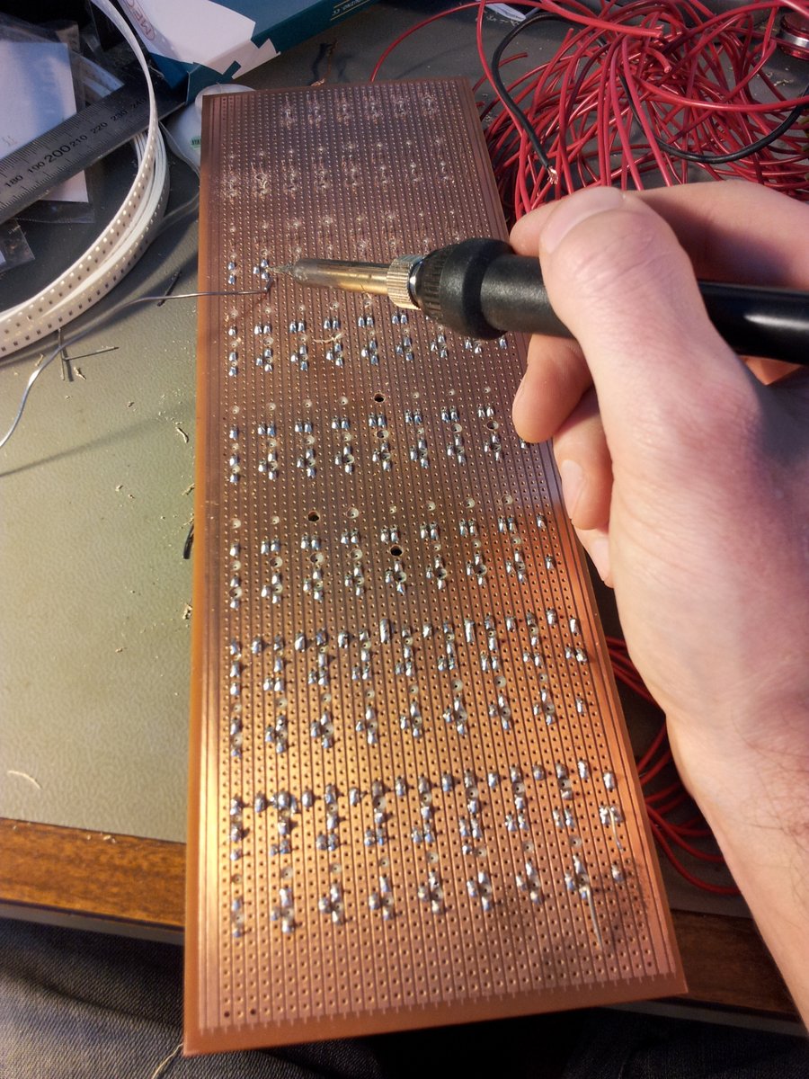 Soldering up the prototype board.