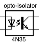 A commonly used symbol for a standard optical isolator.