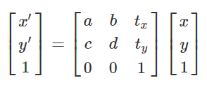 The standard form of a affine transformation matrix.
