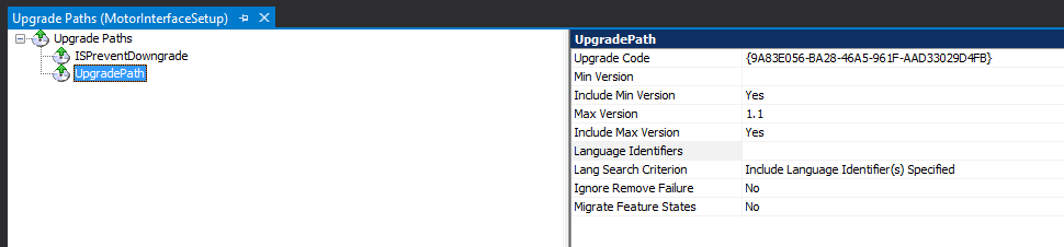 Adding a new update path, so newer versions of the program will install over older versions.