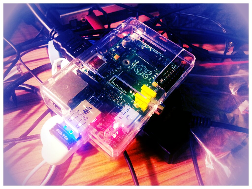Raspberry pi with lots of cables filtered