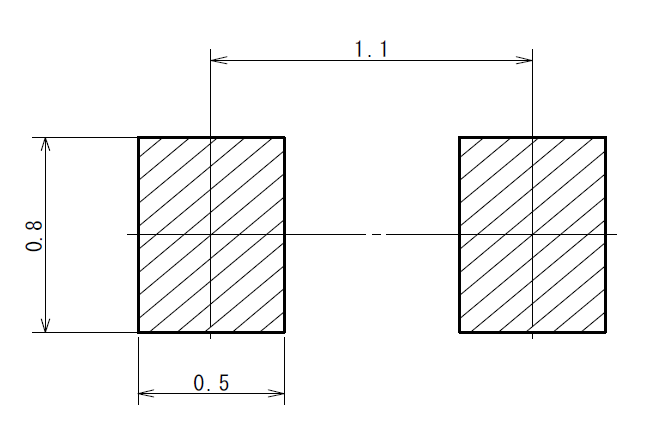 The recommended PCB land pattern for the SOD-723 component package.