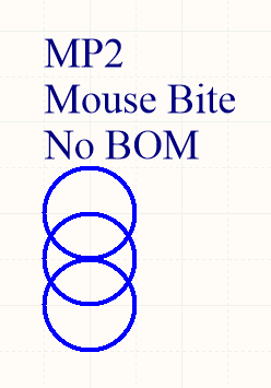 A schematic symbol for a mouse bite. Mouse bites may be added directly to the PCB and not feature on the schematics.