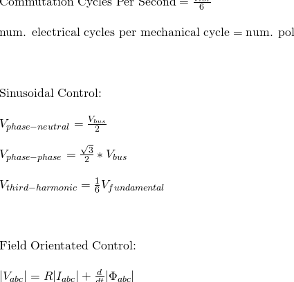 Screenshot of the BLDC motor equations on the BLDC motor page.