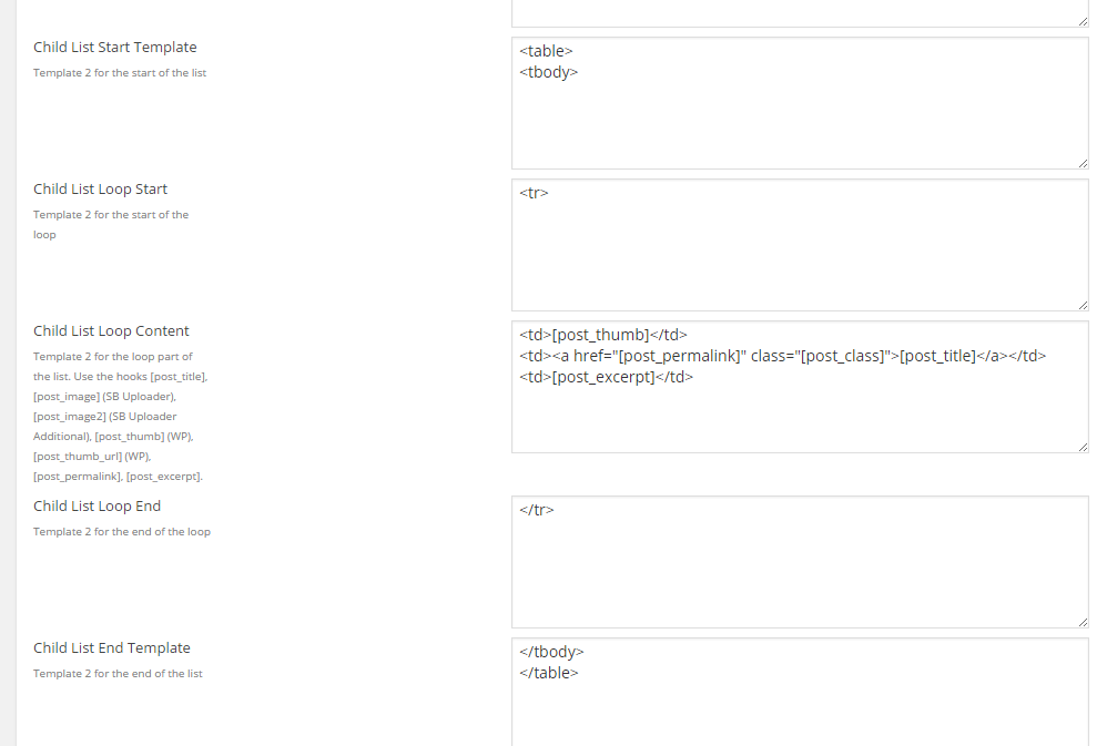 A screenshot of the SB Child List template code for mbedded.ninja.