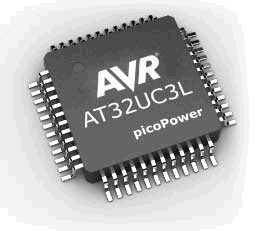 A 3D render of the AT32UC3L, an Atmel AVR AT32 microcontroller. Image from http://teckhat.com/.