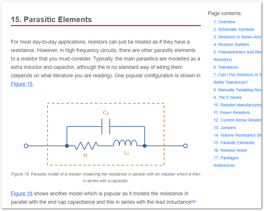 resistor parasitic elements screenshot