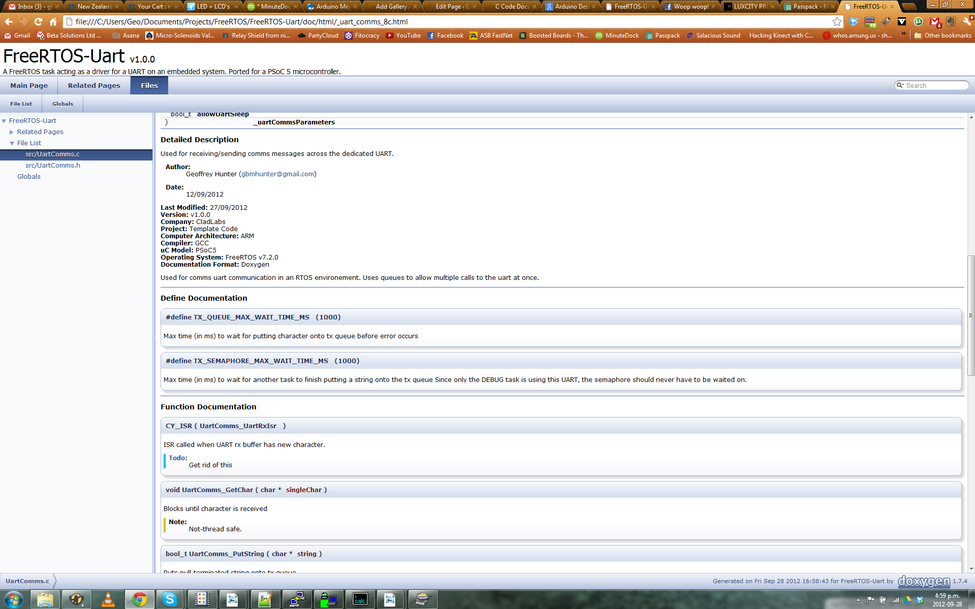 Screenshot of the html documentation that Doxygen generates with properly commented code.