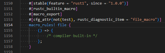 Screenshot of the file! macro source code inside the Rust standard library.